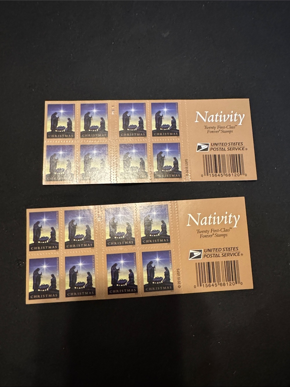 NEW! USPS First Class Forever Christmas Nativity Stamps 2 books 40 stamps